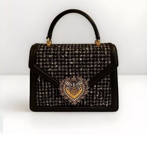 Dolce & Gabbana large houndstooth Devotion Bag NWOT. Top Handle/detachable strap